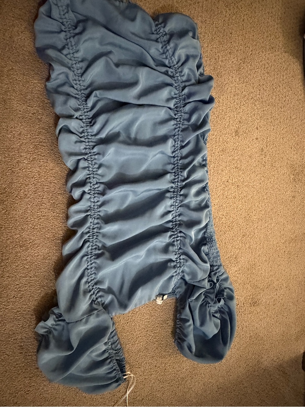 Love Tree Light Blue Smocked Mini Dress with Ruffle Trim - Picture 3 of 4